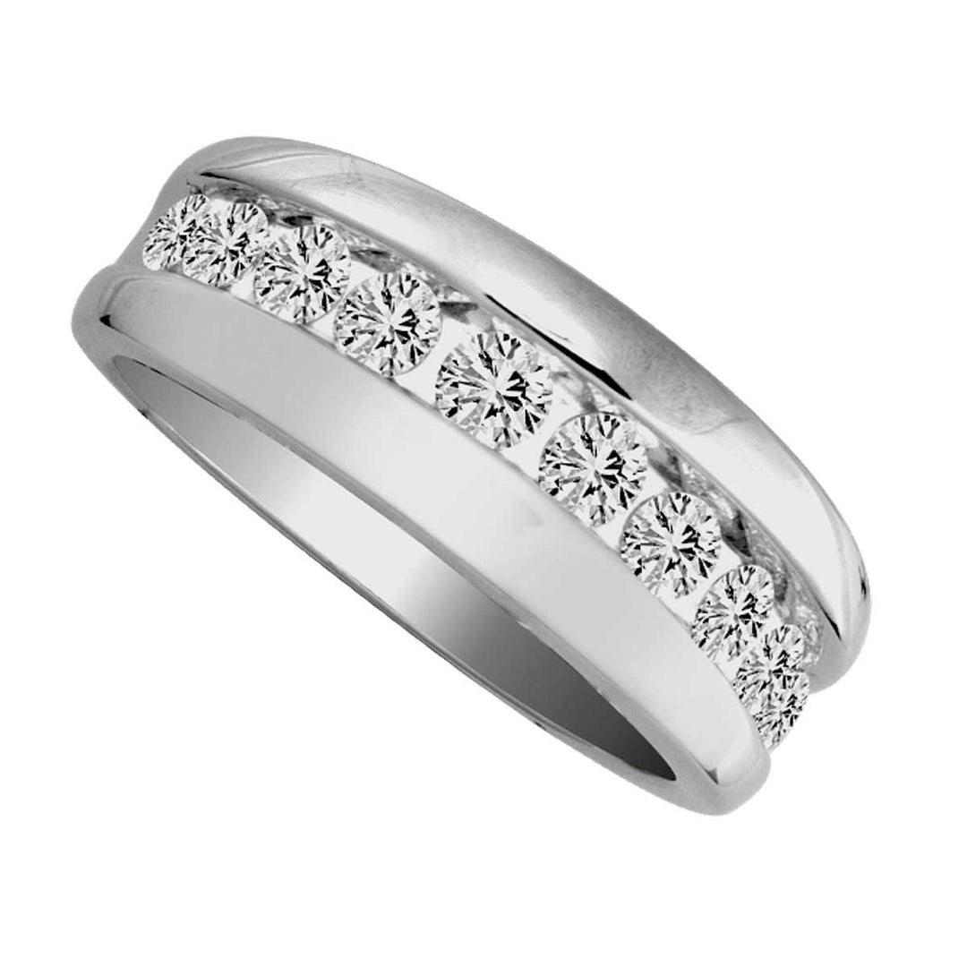 14K White Gold Lab Diamond Mens Wedding Band