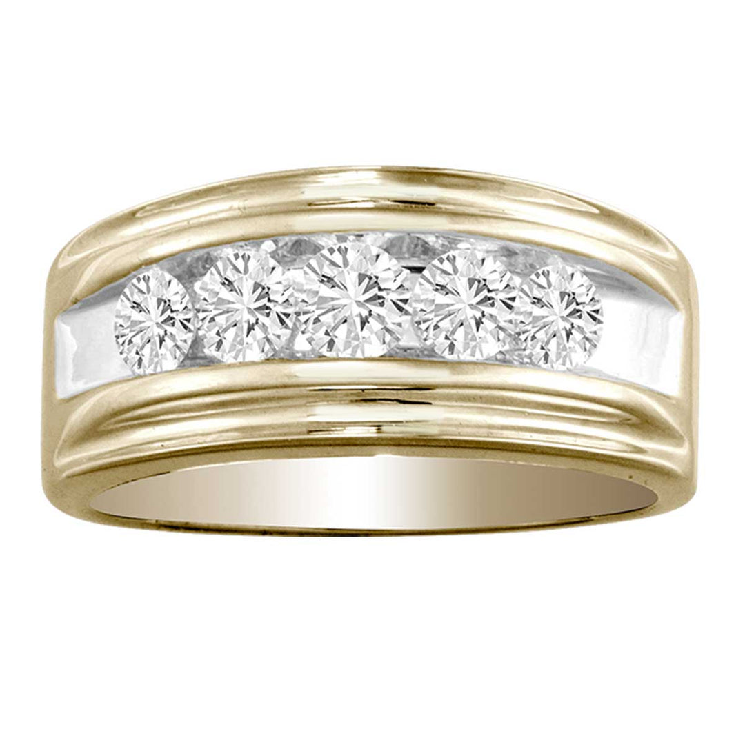 14K Yellow Gold 1CT Lab Diamond Mens Wedding Band Ring