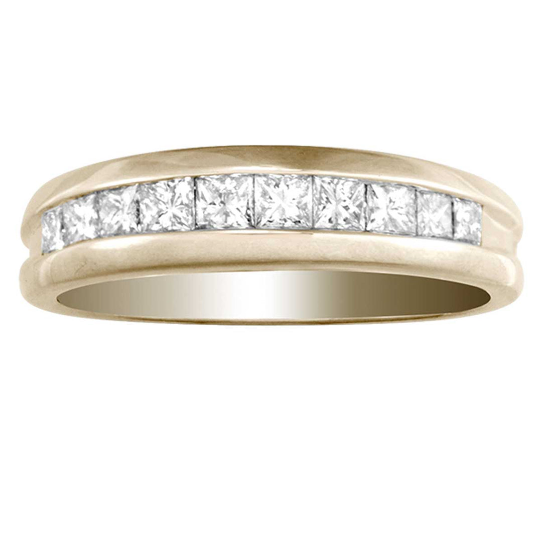 14K Yellow Gold 1CT Lab Diamond Mens Wedding Band Ring