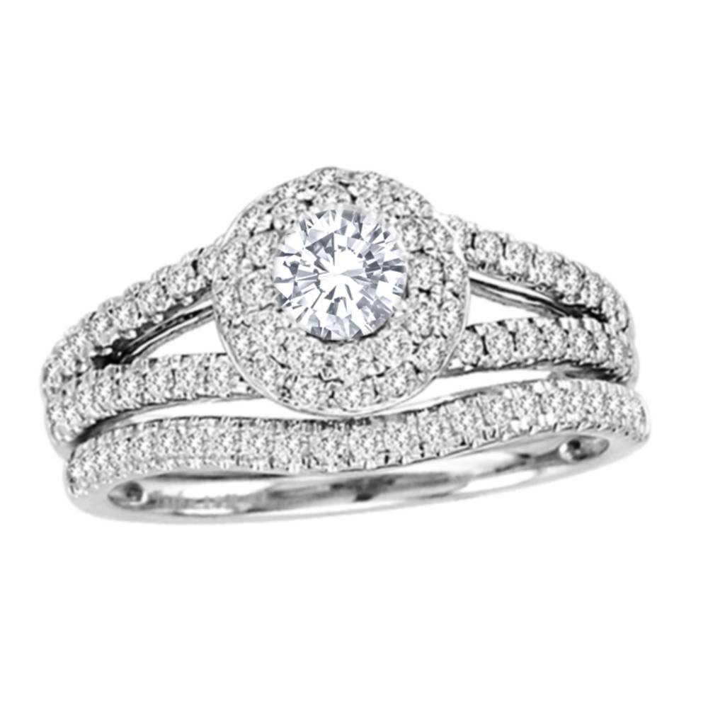 Elegant 14K White Gold 1.0 Ct Lab Diamond Wedding Set