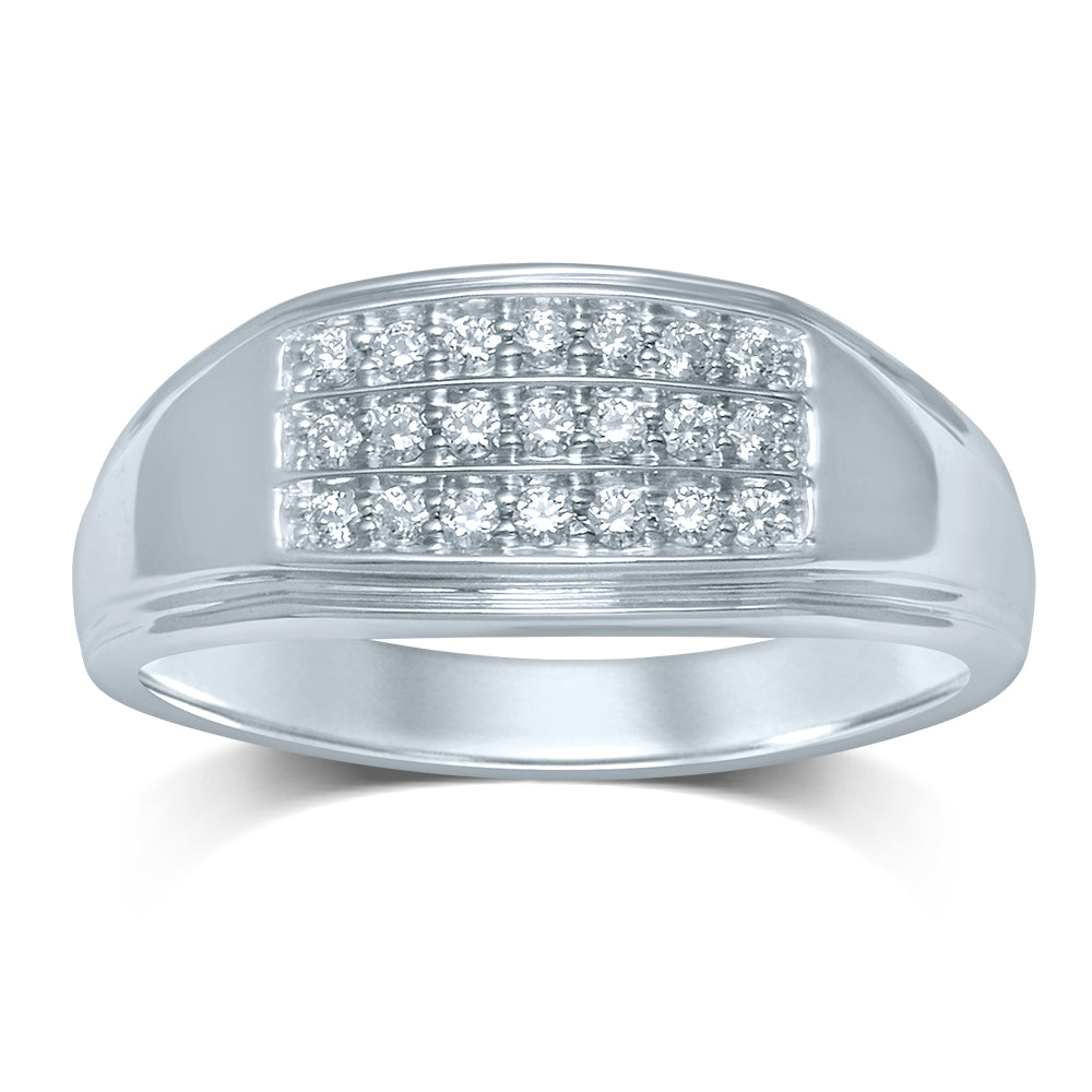 14K White Gold Mens Lab Diamond Statement Ring