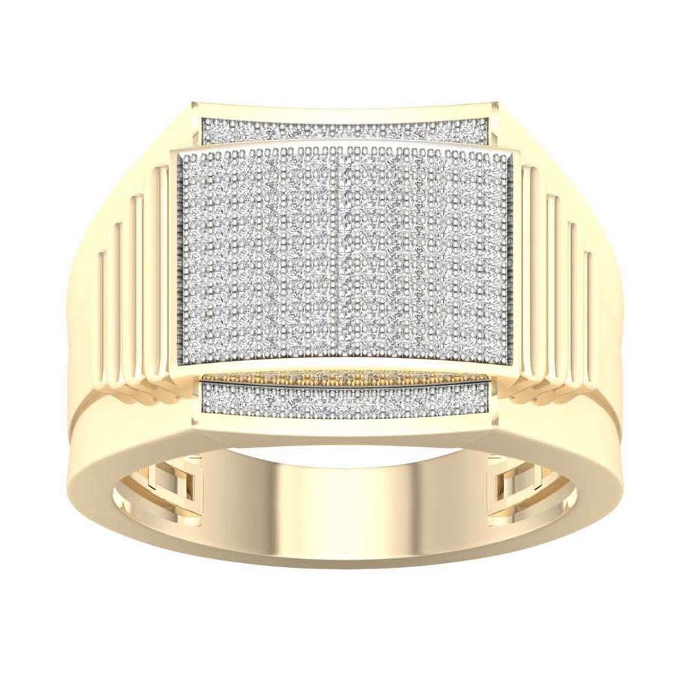 10K Yellow Gold Lab Diamond Mens Statement Ring