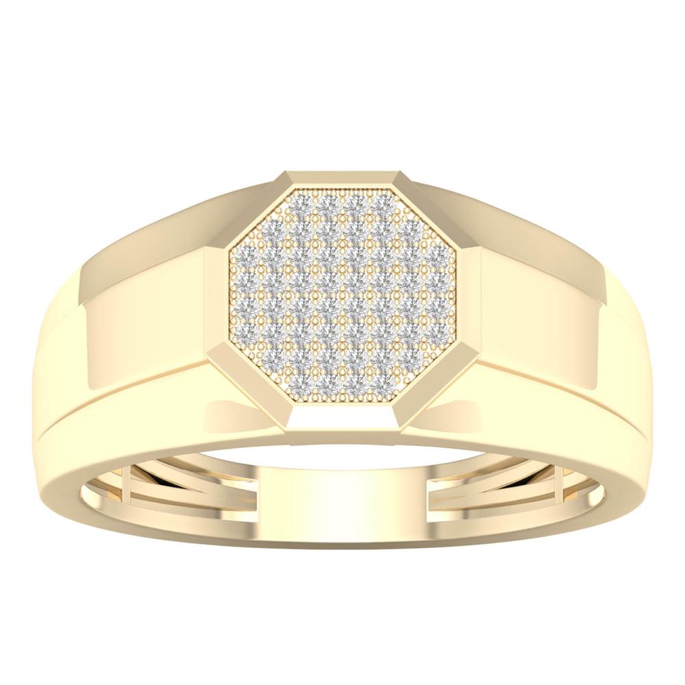 10K Yellow Gold 0.15ct Lab Diamond Mens Signature Ring
