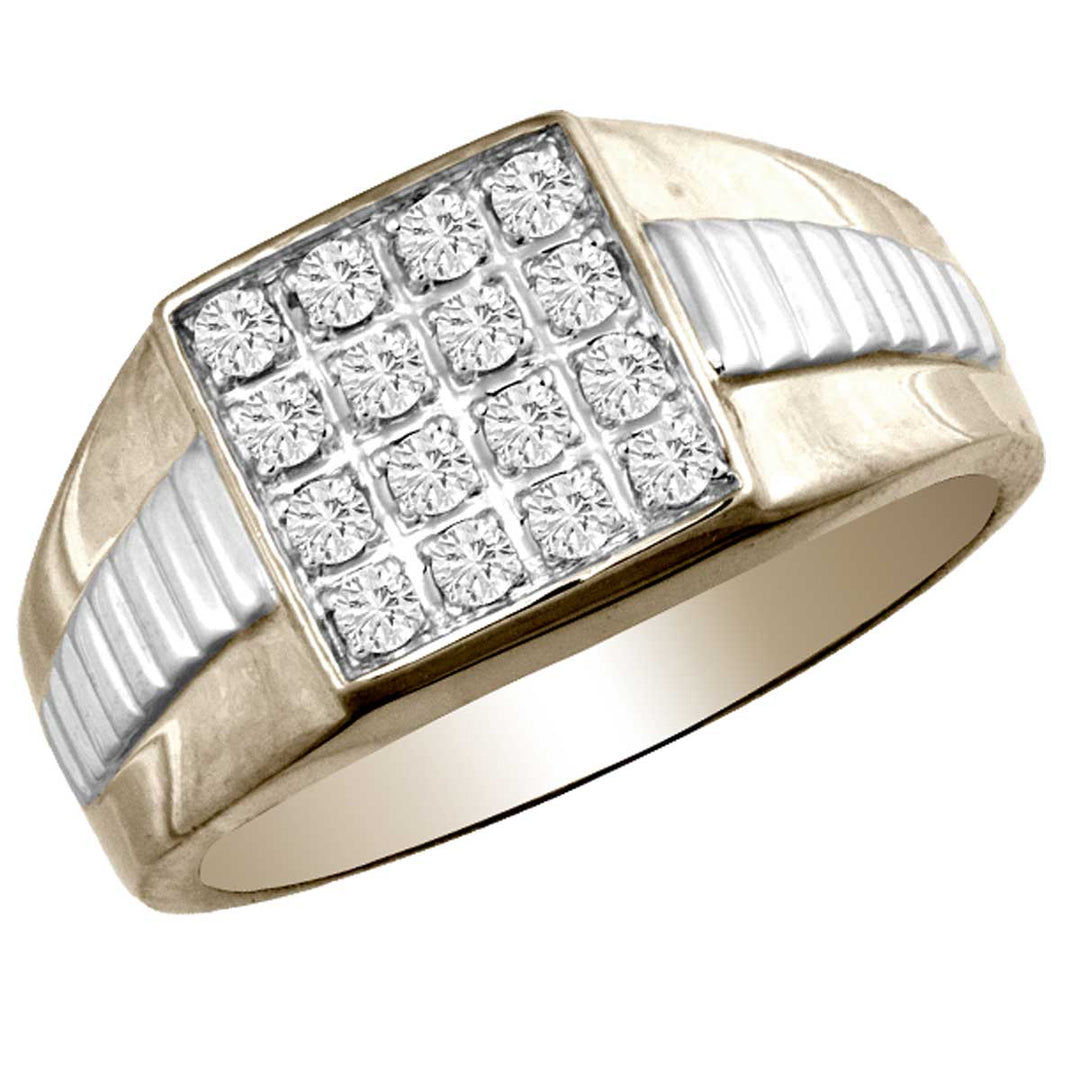14K Yellow Gold Lab Diamond Mens Statement Ring