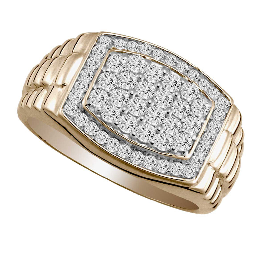 14K Yellow Gold Lab-Grown Diamond Mens Statement Ring