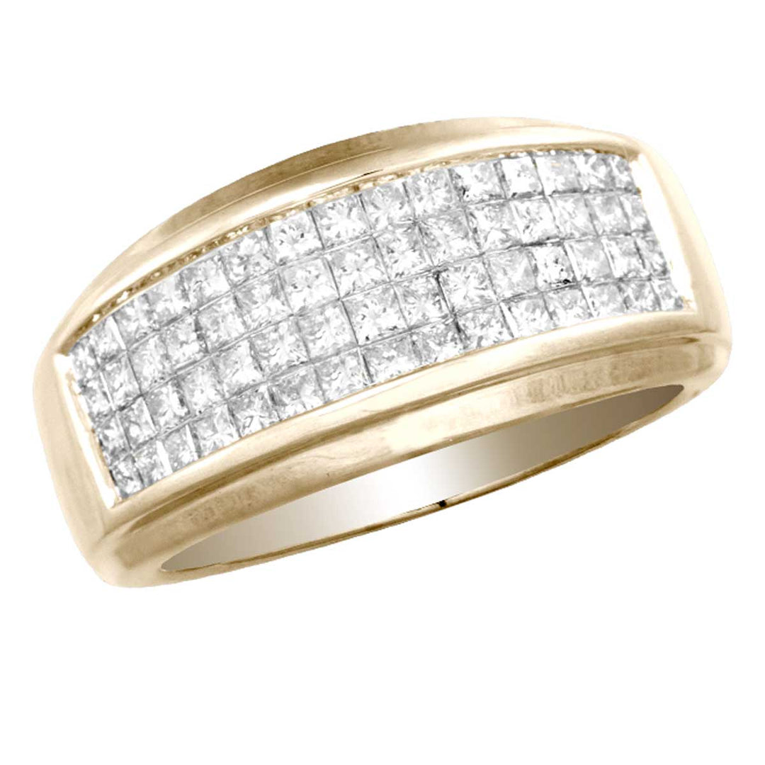 14K Yellow Gold 2CT Lab Diamond Mens Wedding Band
