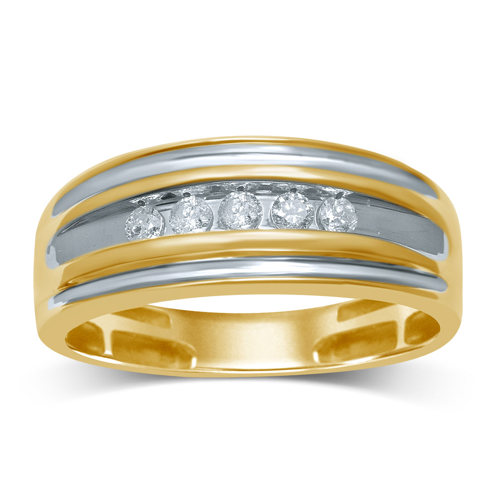 14K Yellow Gold 0.25CT Lab Diamond Mens Fashion Ring