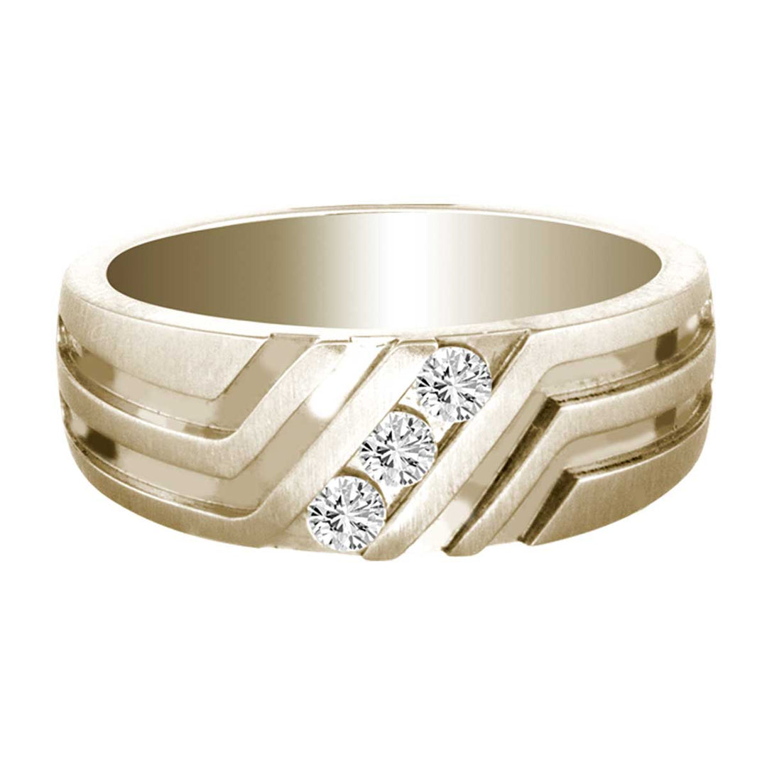 14K Yellow Gold Lab Diamond Mens Wedding Band - 0.25CT