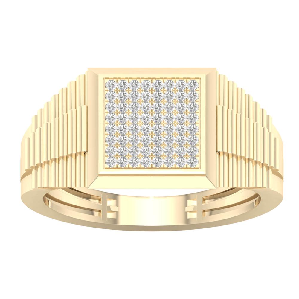 10K Yellow Gold Lab Diamond Mens Statement Band Ring