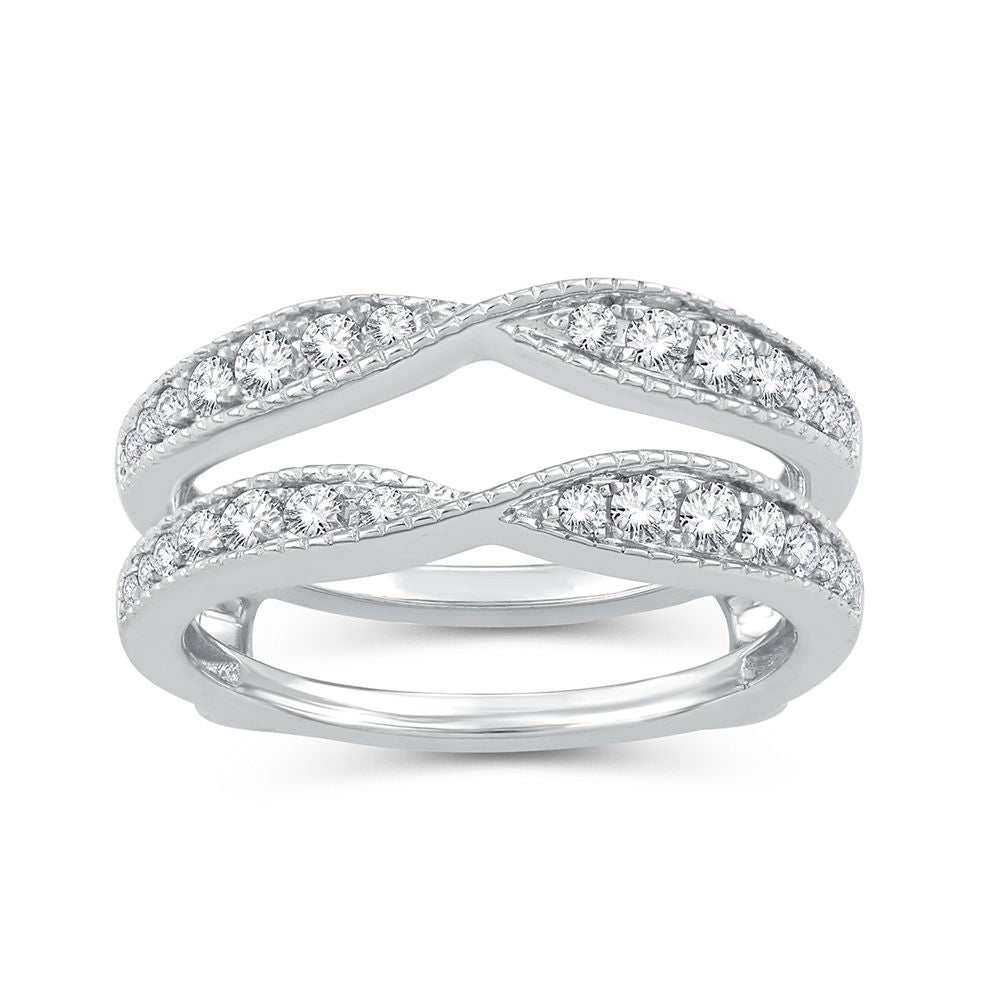 14k White Gold 0.50CT Lab Diamond Semi Mount Ring Guard
