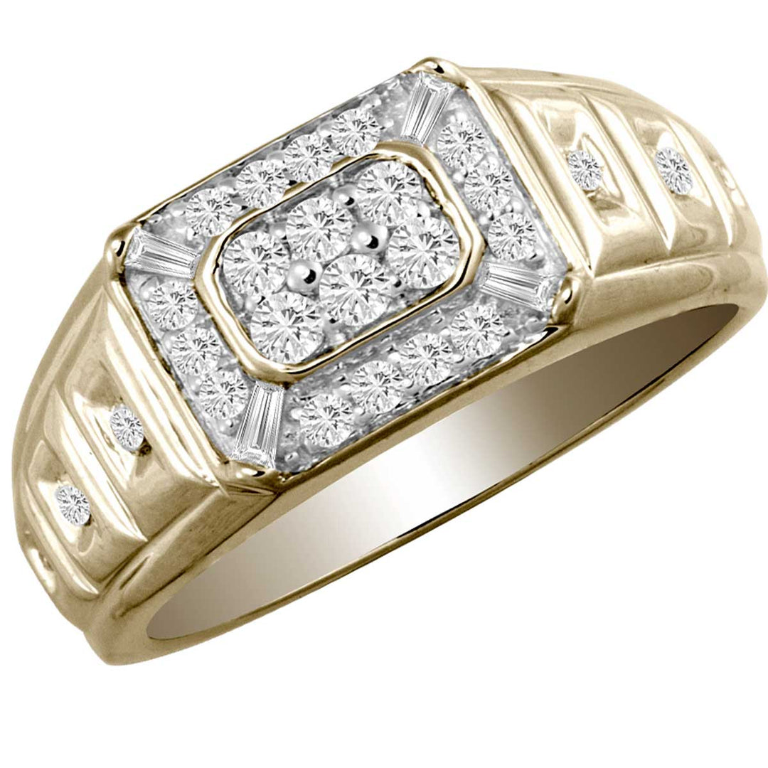 14K Yellow Gold Mens Lab Diamond Band - Urban Sophistication