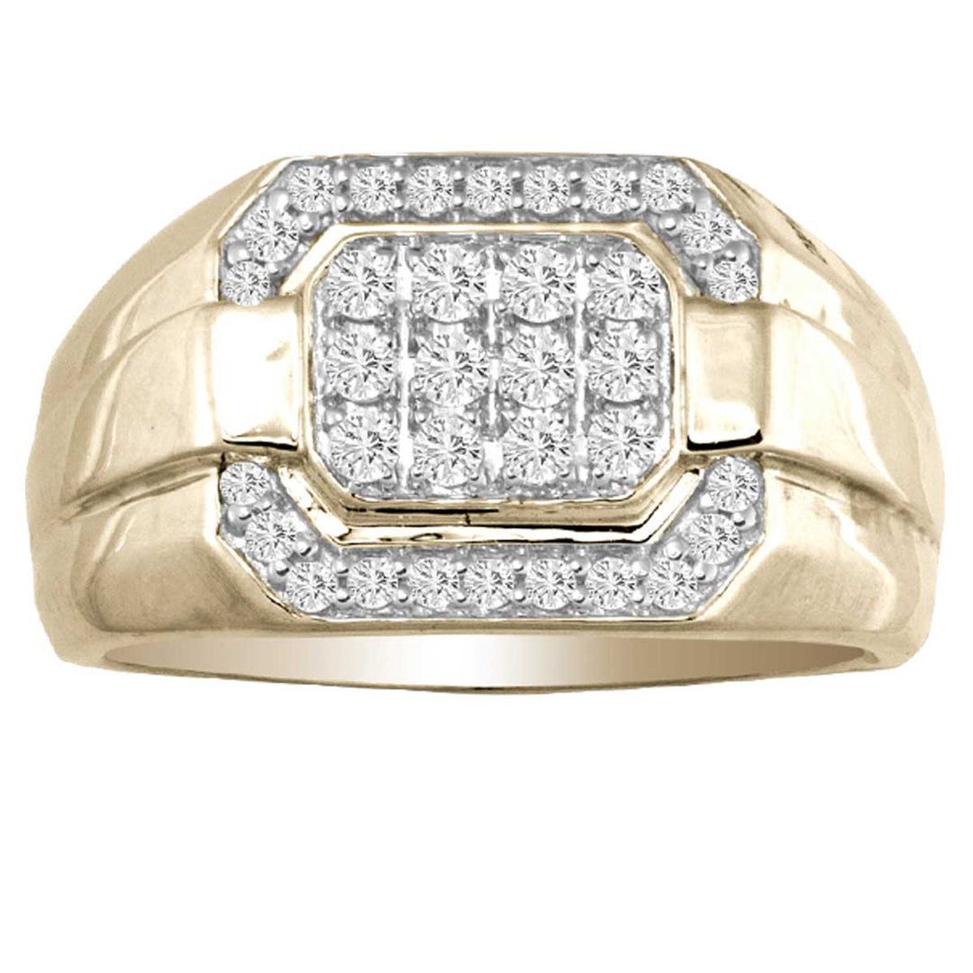 14K Yellow Gold Lab-Grown Diamond Mens Statement Ring
