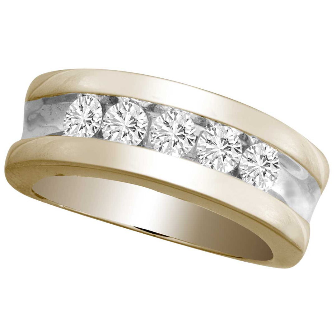 14K Yellow Gold 1CT Lab Diamond Mens Wedding Band Ring