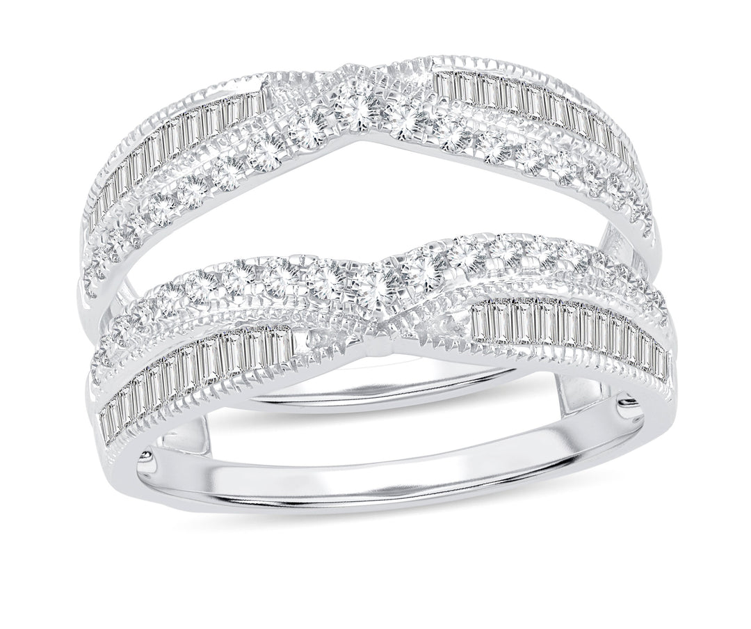 14k White Gold 0.75ct Lab Diamond Womens Ring Guard