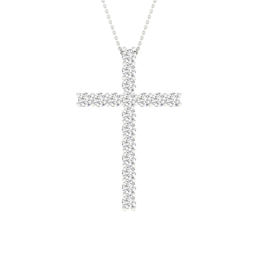 14k White Gold 1CT Lab Diamond Cross Pendant - Timeless Faith