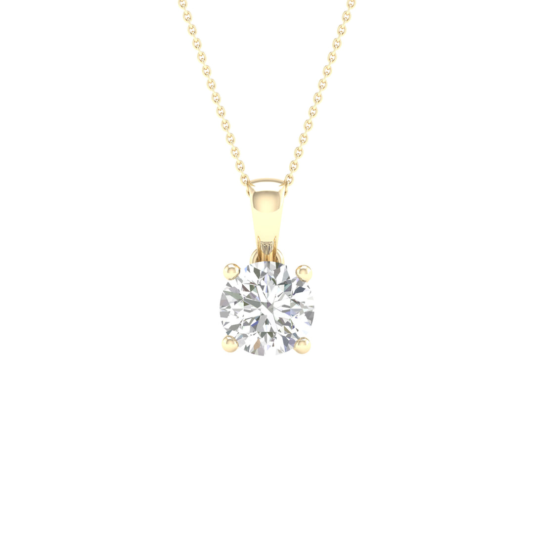 14K Yellow Gold 1CT Lab Diamond Pendant - Certified Elegance
