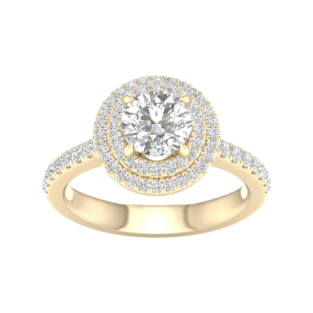 Certified 14K Yellow Gold 2CT Lab Diamond Engagement Ring