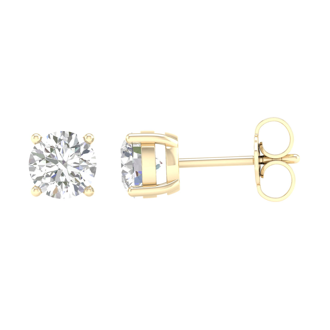 Certified 14K Yellow Gold 2CT Lab Diamond Stud Earrings