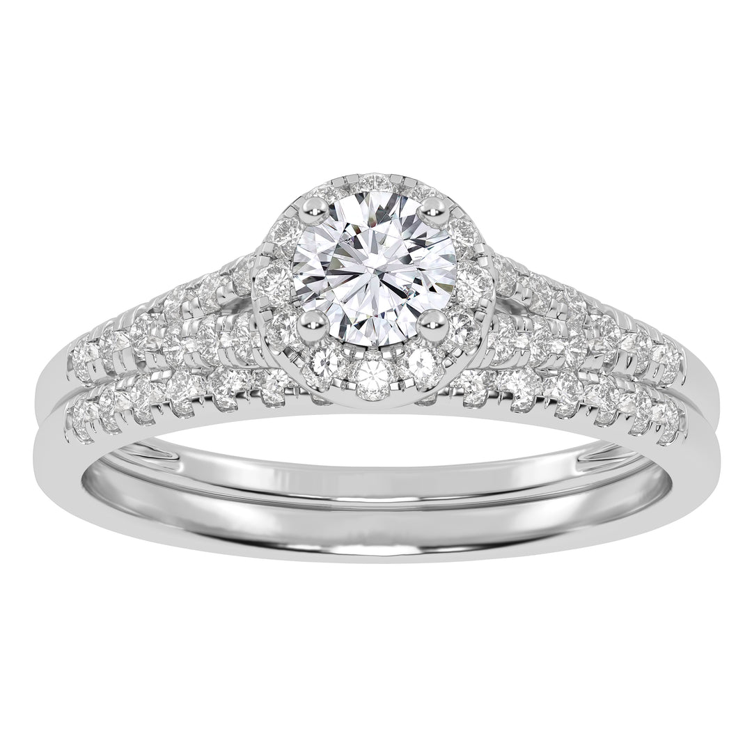 10k White Gold 0.50CT Lab Diamond Bridal Ring Set