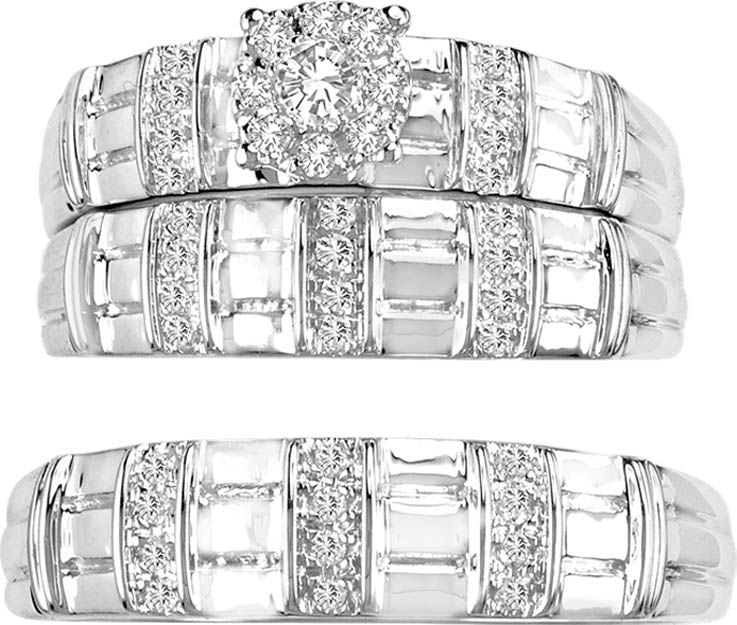 14K 0.31CT Diamond TRIO SET