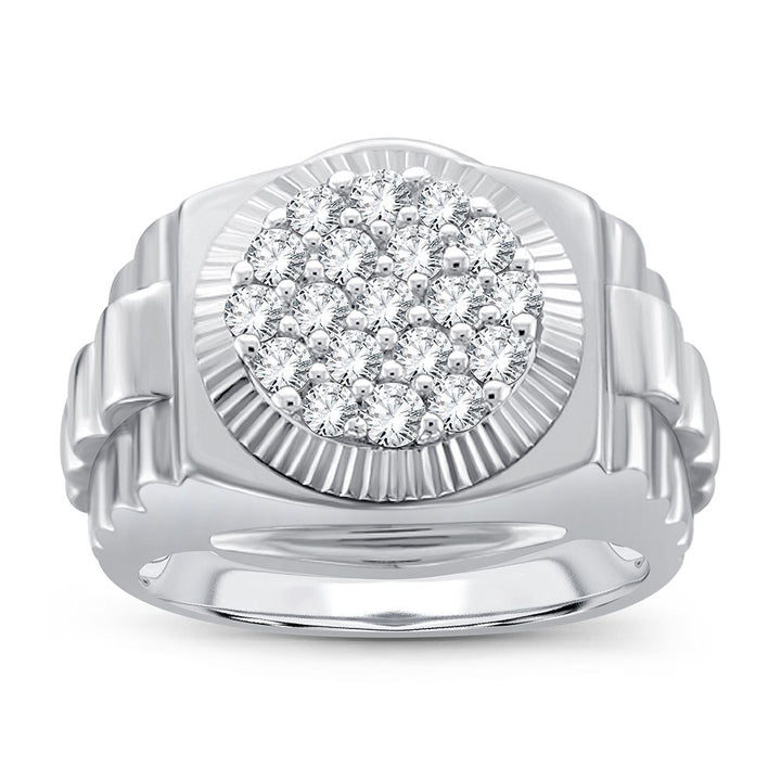 10K White Gold Lab Diamond Mens Statement Ring - 0.50CT