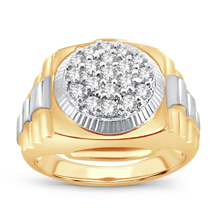 10K Yellow Gold Mens Lab Diamond Statement Ring