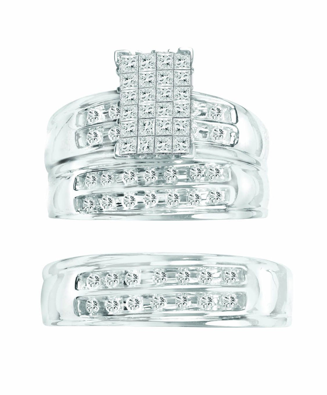 14k White Gold Lab Diamond Trio Set - Timeless Elegance