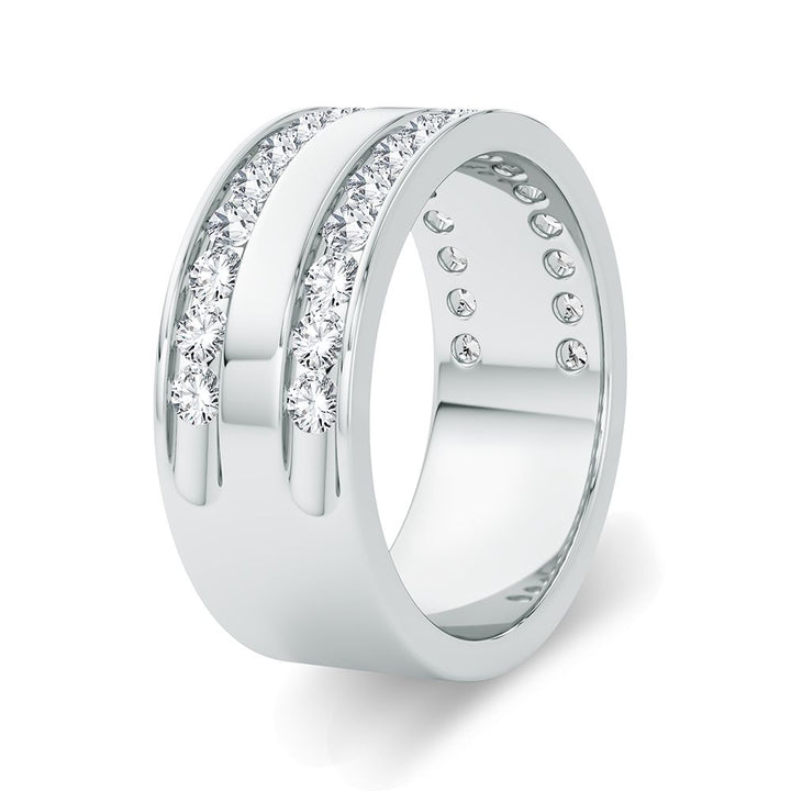 Sophisticated 14K White Gold 1.50CT Lab Diamond Mens Band