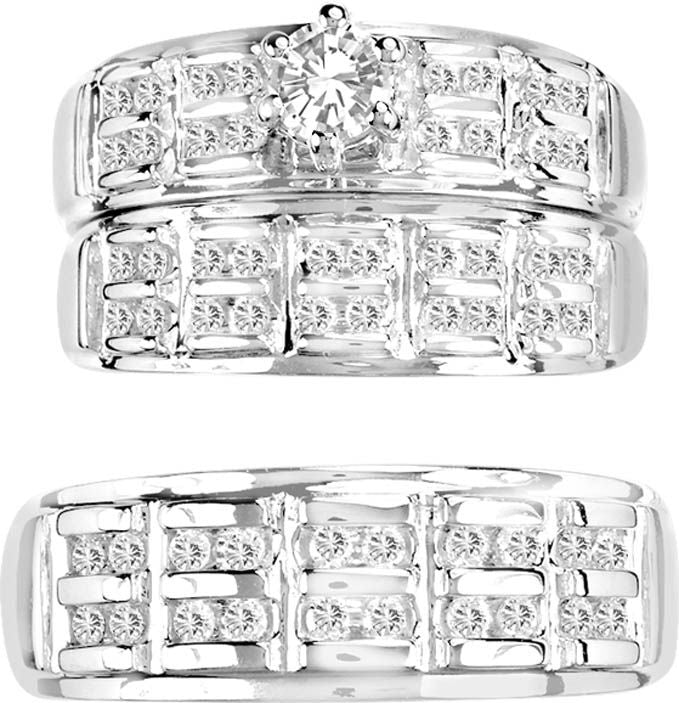 14K 0.75CT PR/CT DIA TRIO SET