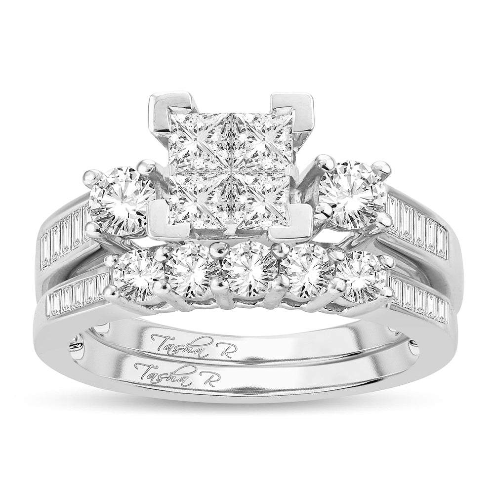 14K 3.00 CT PRINCESS CUT Diamond BRIDAL RING