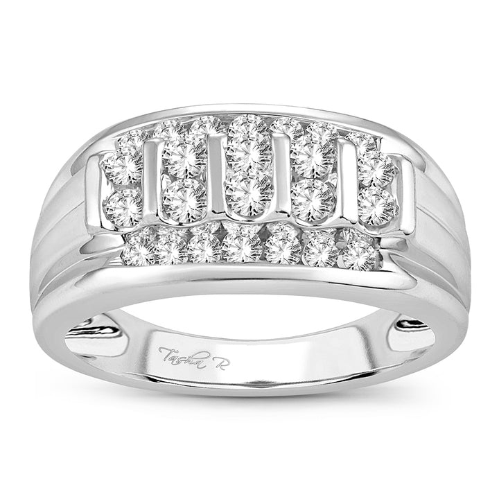 14K White Gold Lab Diamond Mens Statement Ring