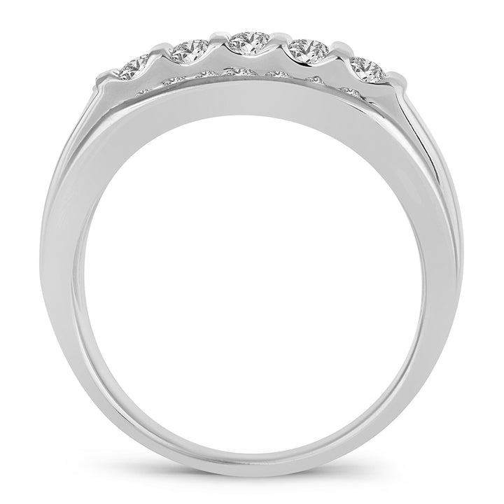 14K White Gold Lab Diamond Mens Statement Ring