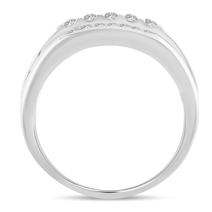 14K White Gold 0.50CT Lab Diamond Mens Contemporary Band