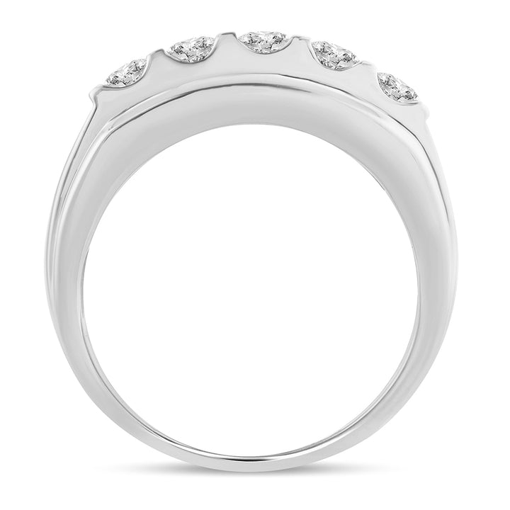 14K White Gold 2CT Lab Diamond Mens Wedding Band Ring