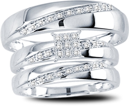 10K 0.15CT Diamond TRIO SET