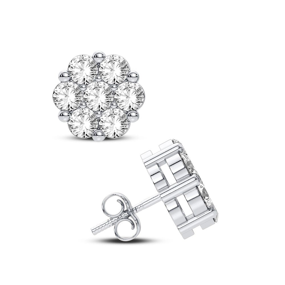 Brilliant 10k White Gold 1CT Lab Diamond Stud Earrings
