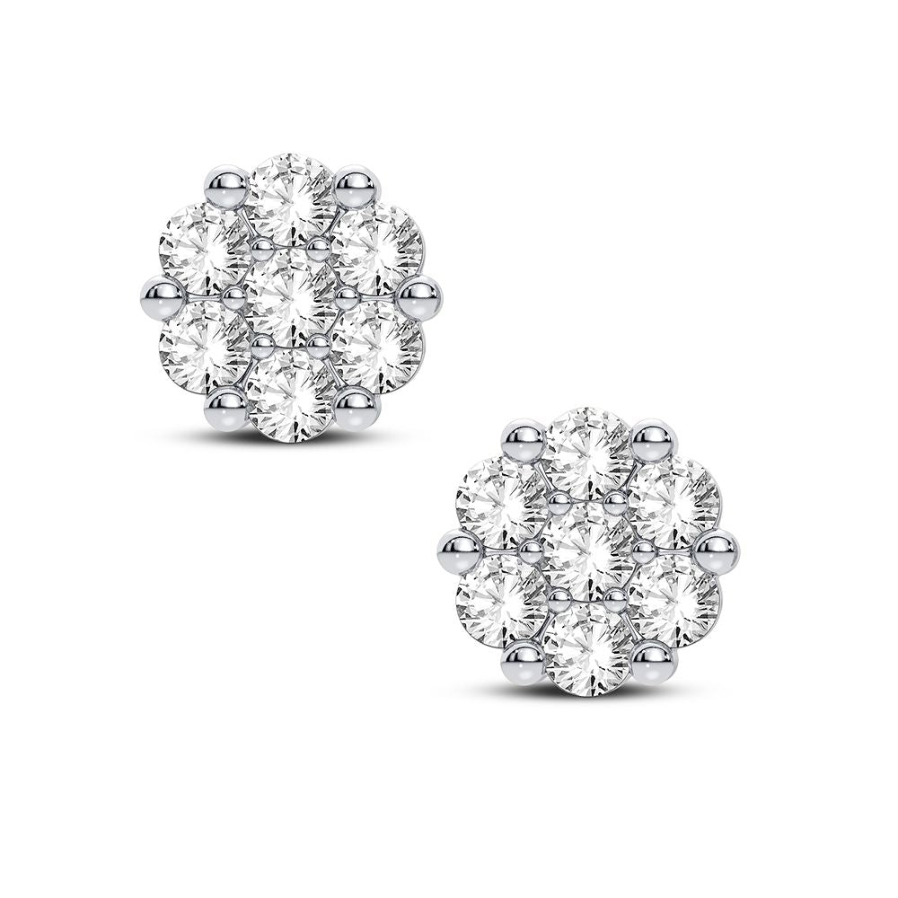 Luminous 14K White Gold Lab Diamond Flower Earrings