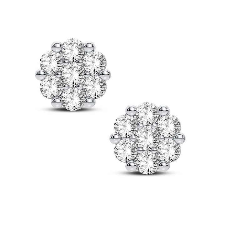 Luminous 14K White Gold Lab Diamond Flower Earrings