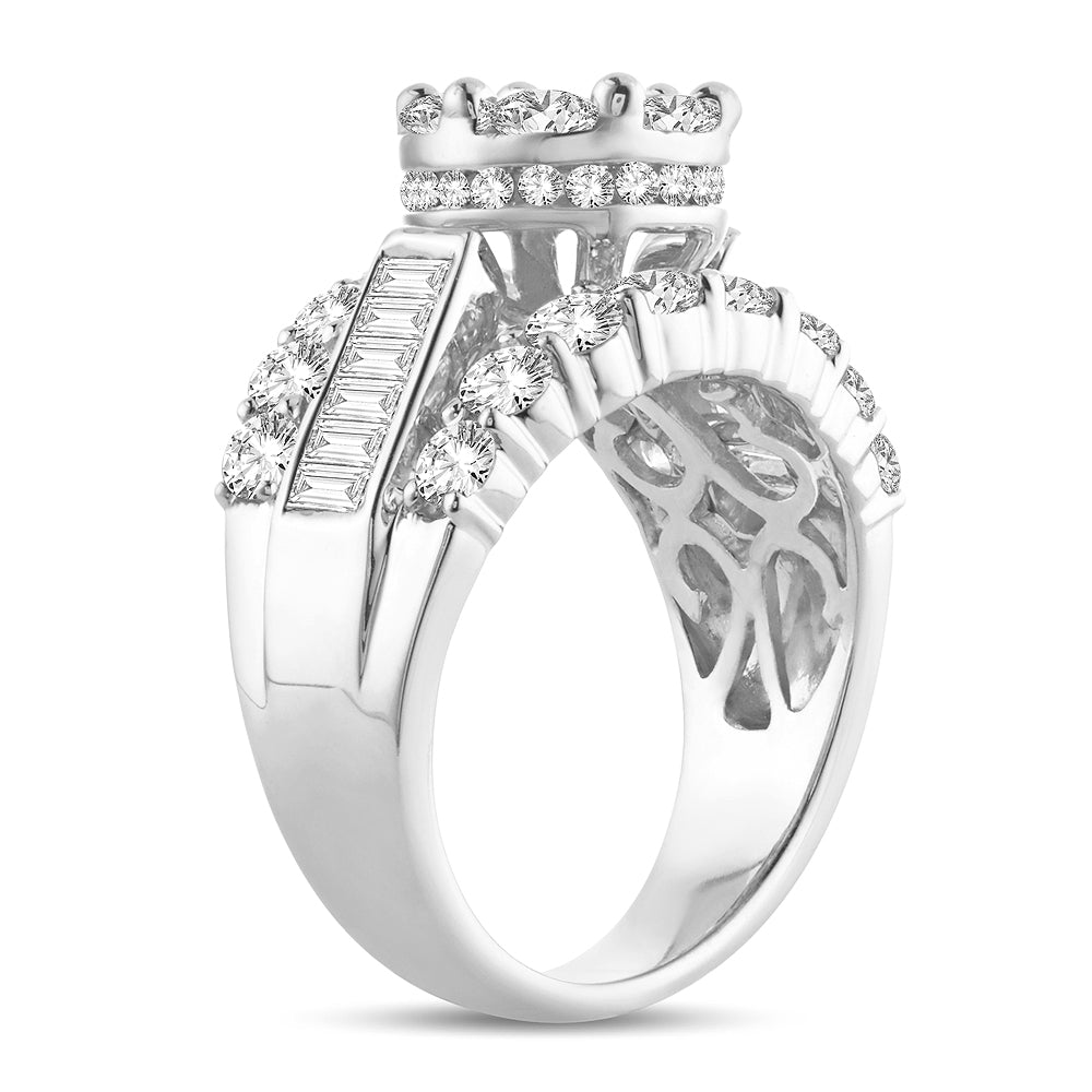 14k White Gold Lab Diamond Bridal Ring (3.00CT Brilliance)
