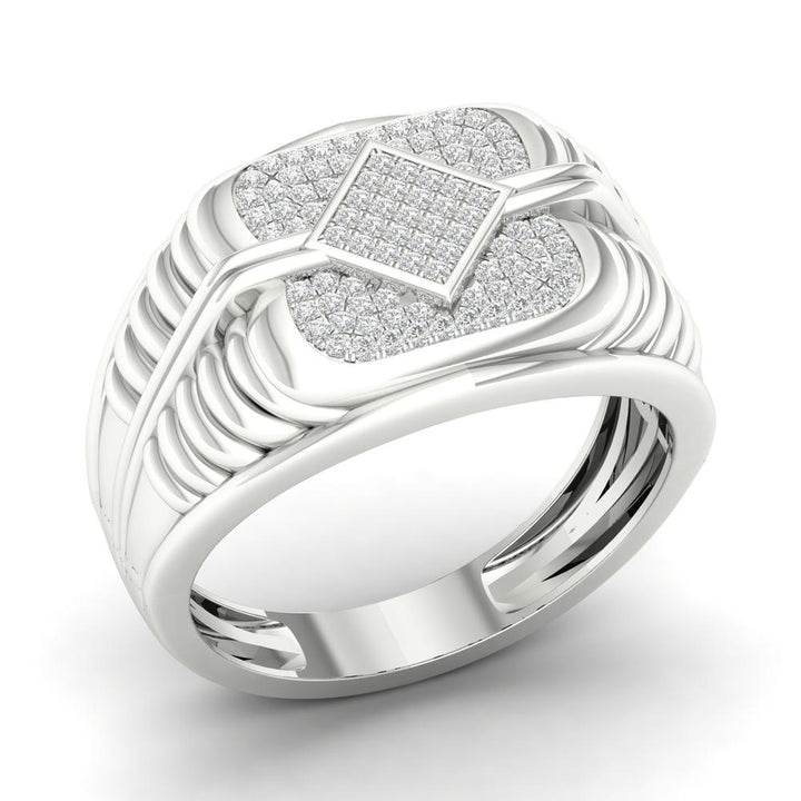 10K White Gold Lab Diamond Mens Statement Ring