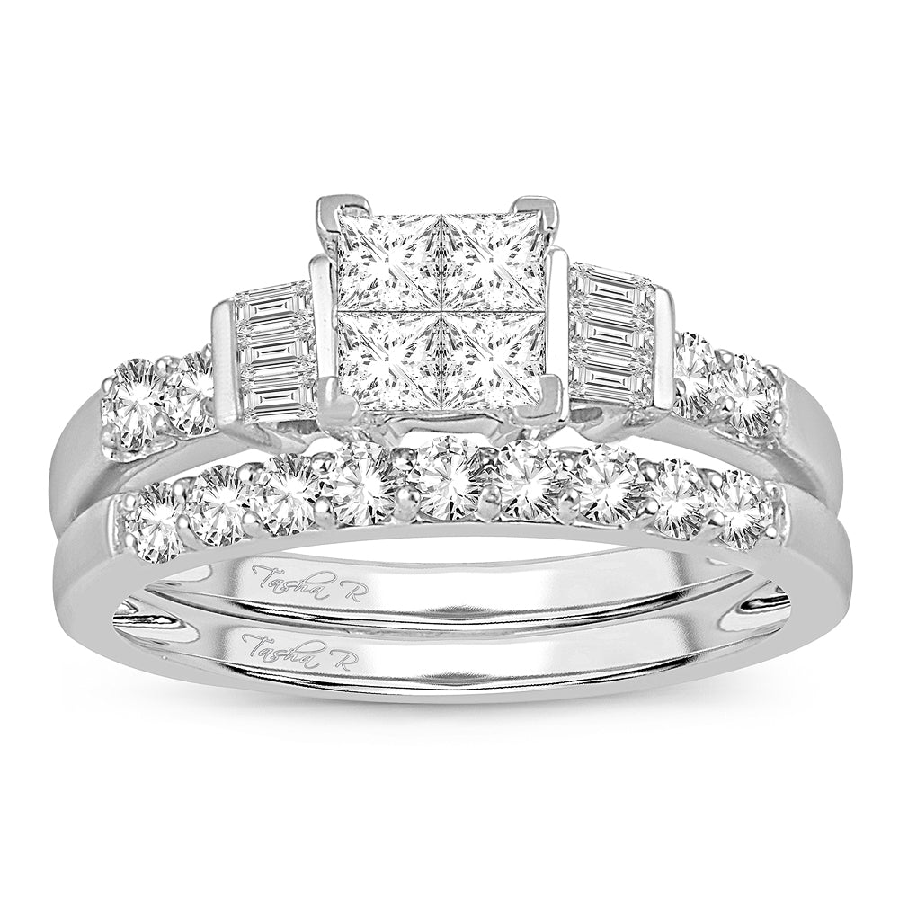 Brilliant 14k White Gold 1CT Lab Diamond Princess Engagement Ring