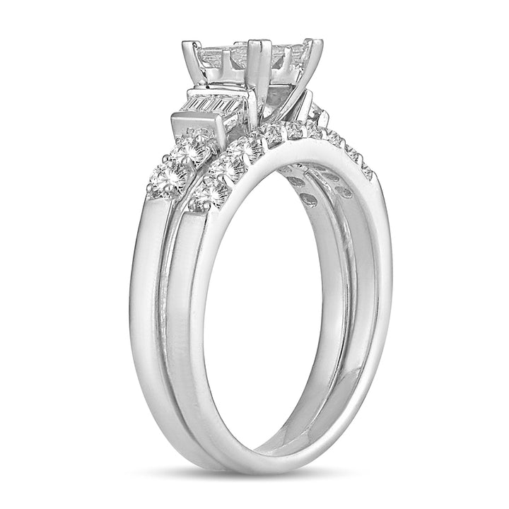 Brilliant 14k White Gold 1CT Lab Diamond Princess Engagement Ring