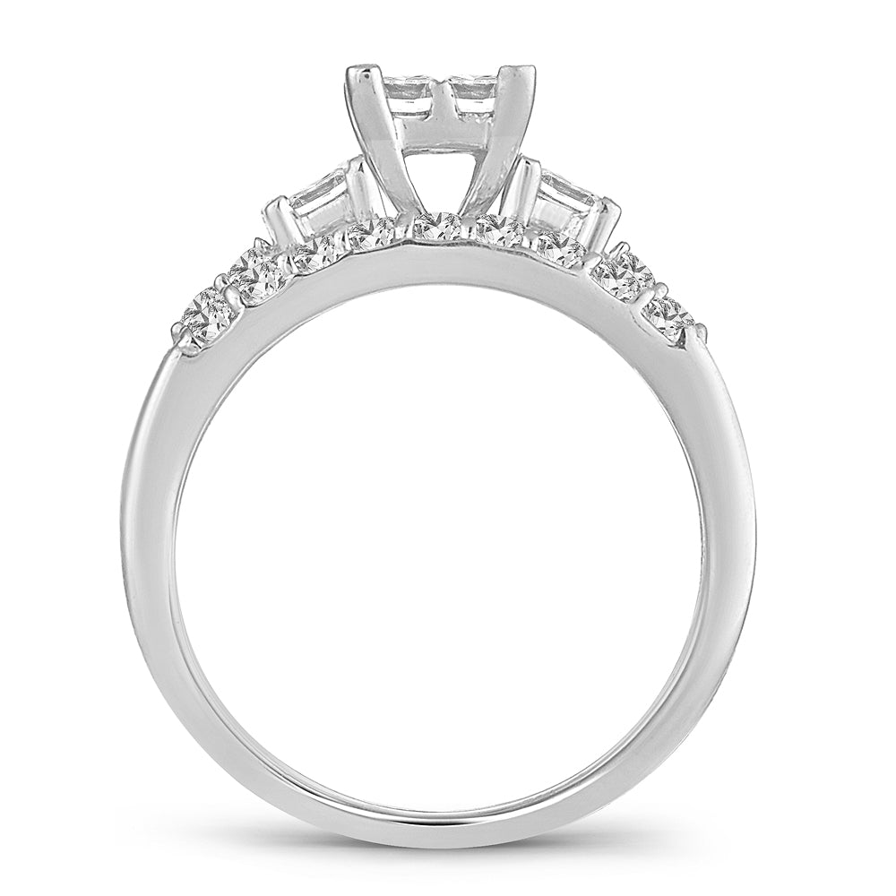 Brilliant 14k White Gold 1CT Lab Diamond Princess Engagement Ring