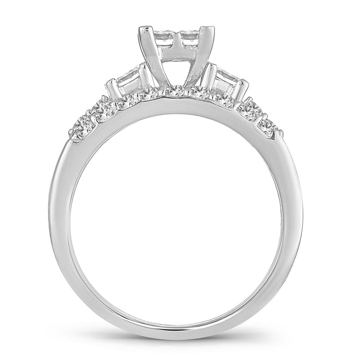 Brilliant 14k White Gold 1CT Lab Diamond Princess Engagement Ring