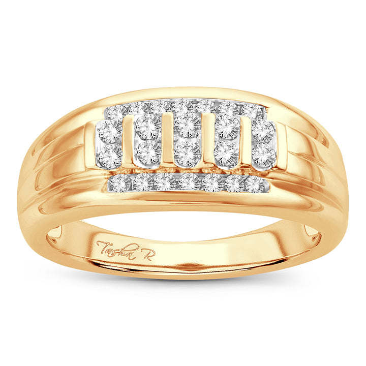 14K Yellow Gold Mens Lab Diamond Wedding Band - 0.50CT