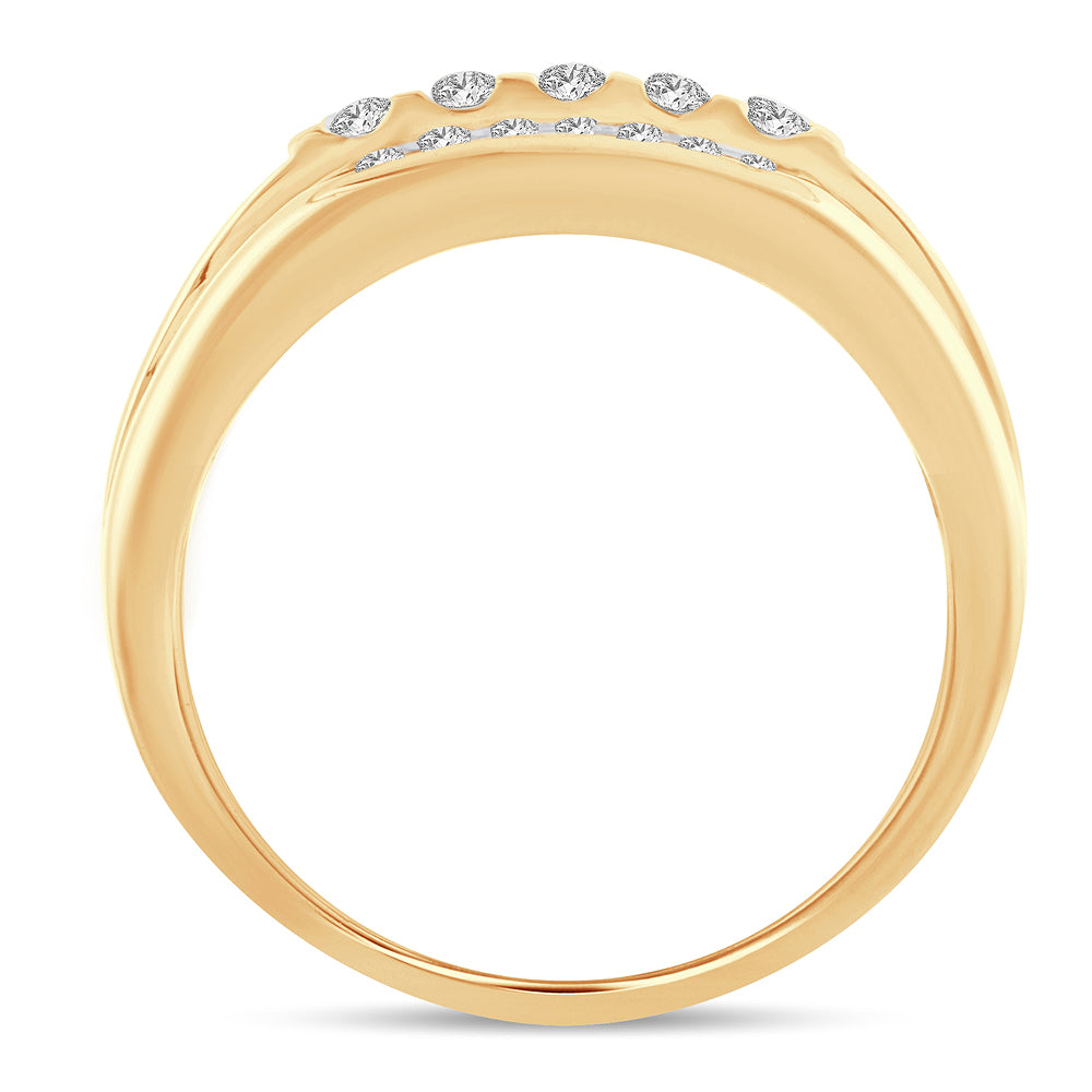 14K Yellow Gold Mens Lab Diamond Wedding Band - 0.50CT