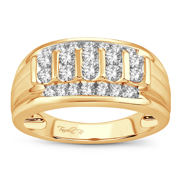 14K Yellow Gold Lab Diamond Mens Statement Ring