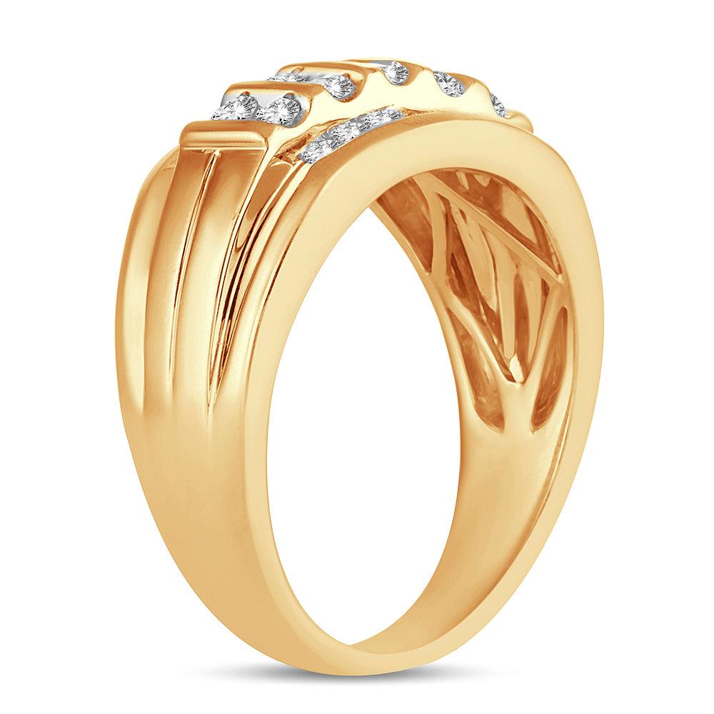 14K Yellow Gold Lab Diamond Mens Statement Ring
