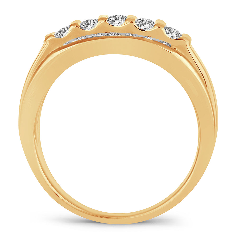 14K Yellow Gold Lab Diamond Mens Statement Ring