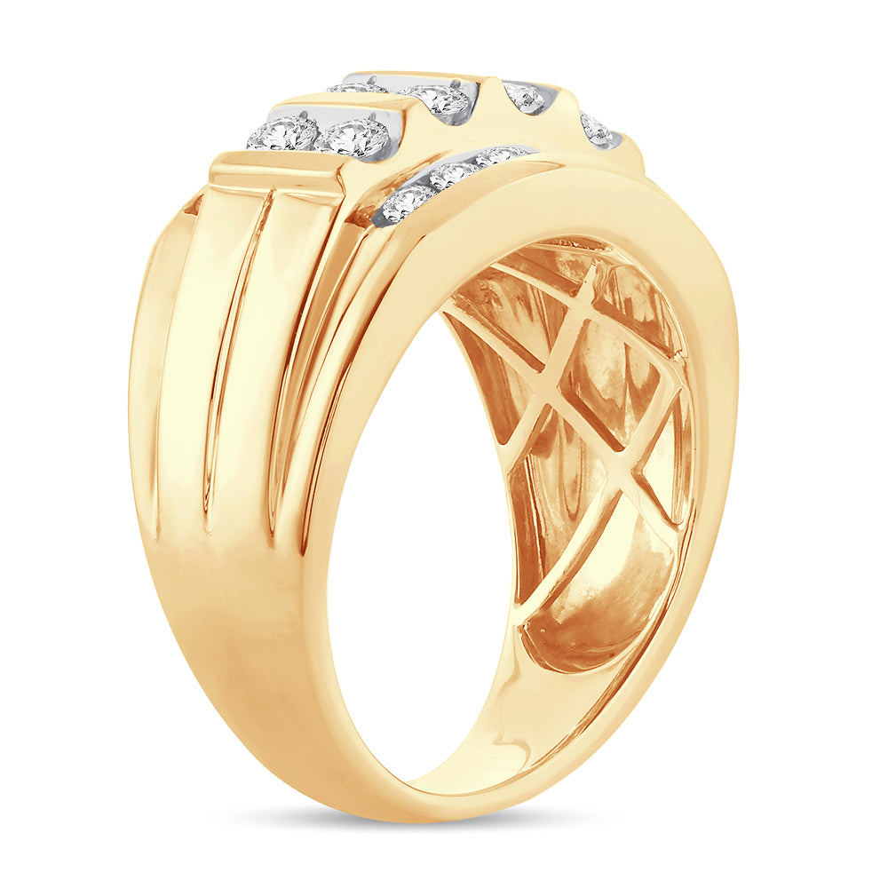 14K Yellow Gold 2CT Lab Diamond Mens Wedding Band